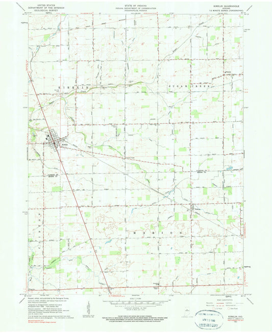 Classic USGS Kirklin Indiana 7.5'x7.5' Topo Map Image