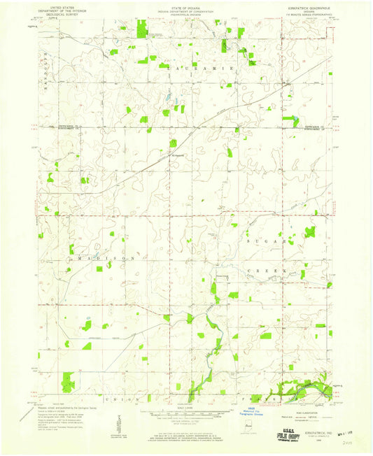 Classic USGS Kirkpatrick Indiana 7.5'x7.5' Topo Map Image