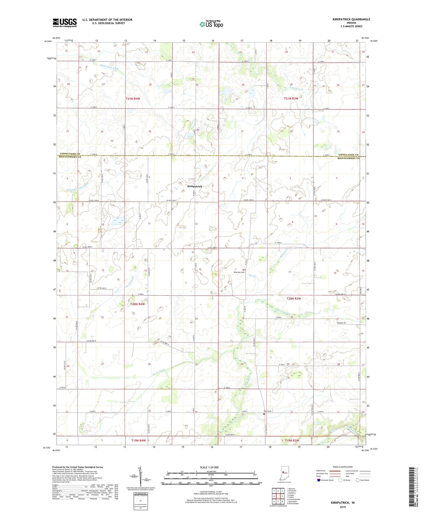 Kirkpatrick Indiana US Topo Map Image