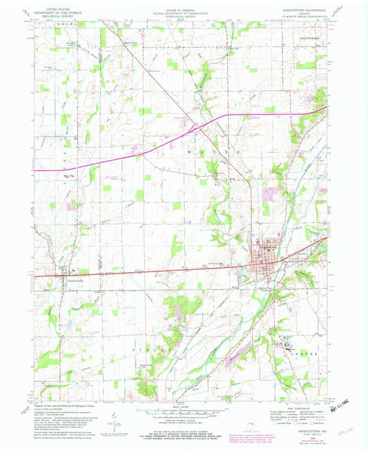Classic USGS Knightstown Indiana 7.5'x7.5' Topo Map Image