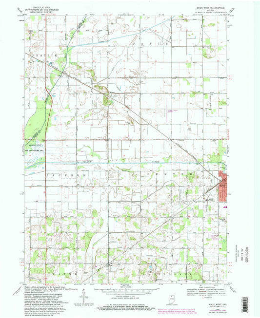 Classic USGS Knox West Indiana 7.5'x7.5' Topo Map Image
