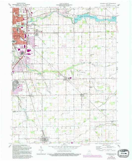 Classic USGS Kokomo East Indiana 7.5'x7.5' Topo Map Image