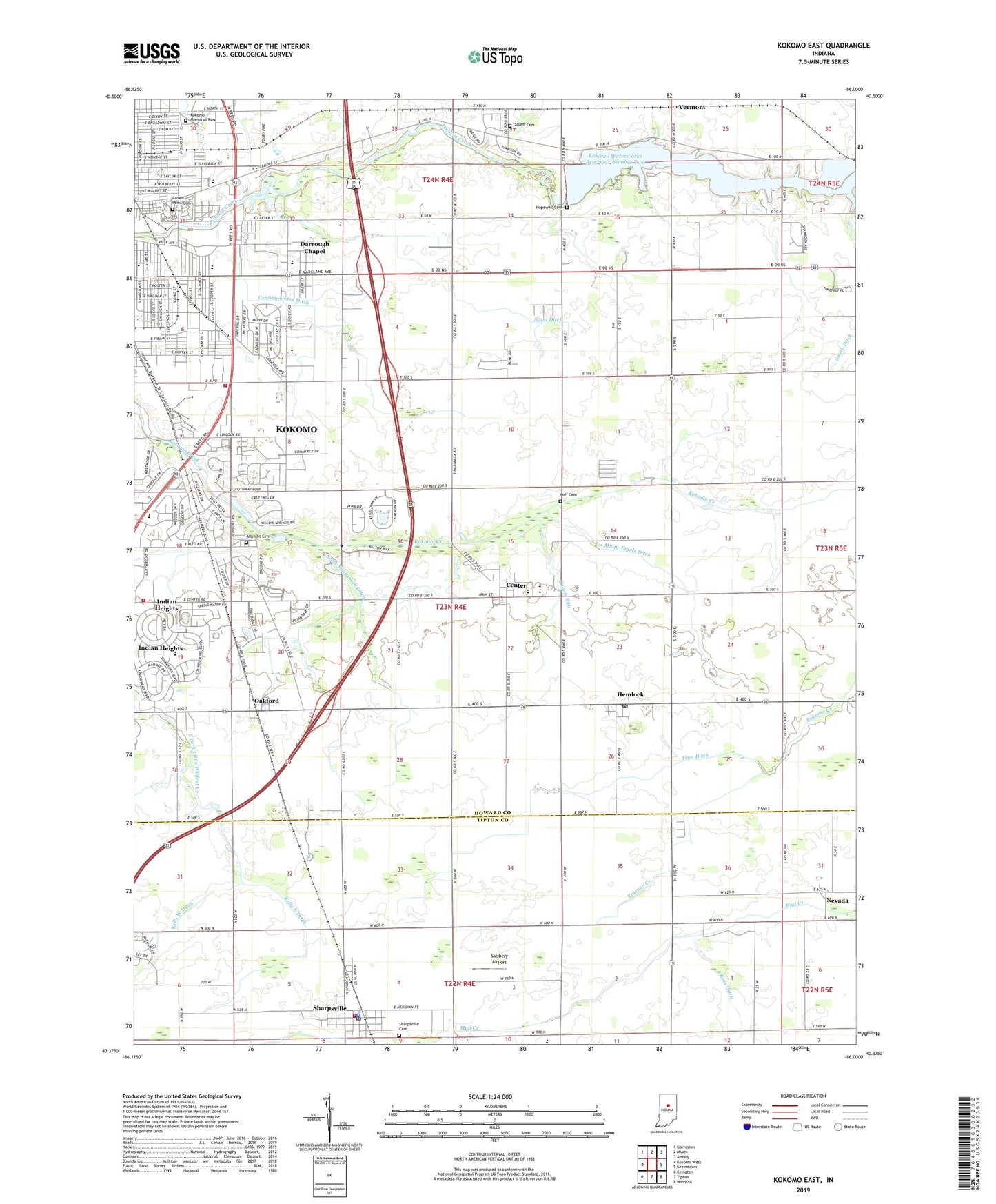 Kokomo East Indiana US Topo Map Image