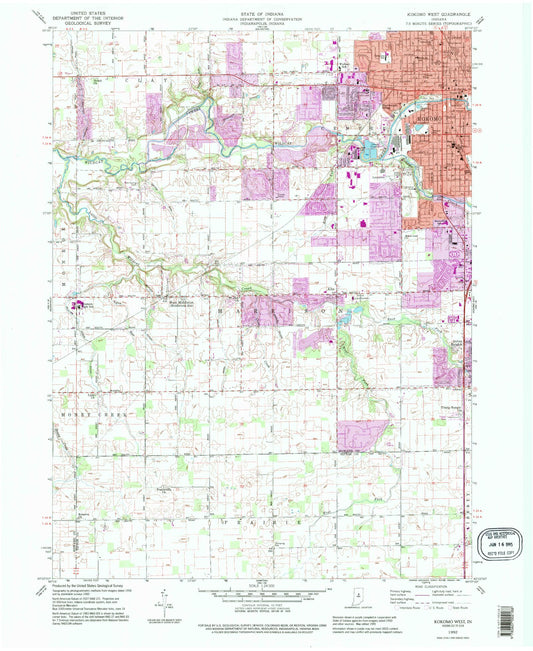 Classic USGS Kokomo West Indiana 7.5'x7.5' Topo Map Image