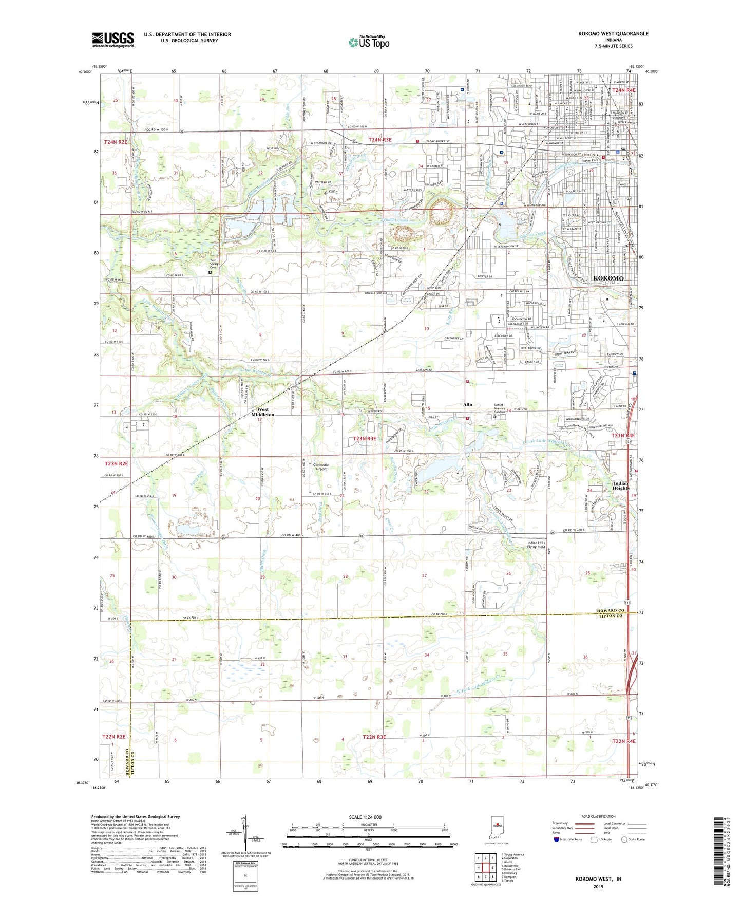 Kokomo West Indiana US Topo Map Image