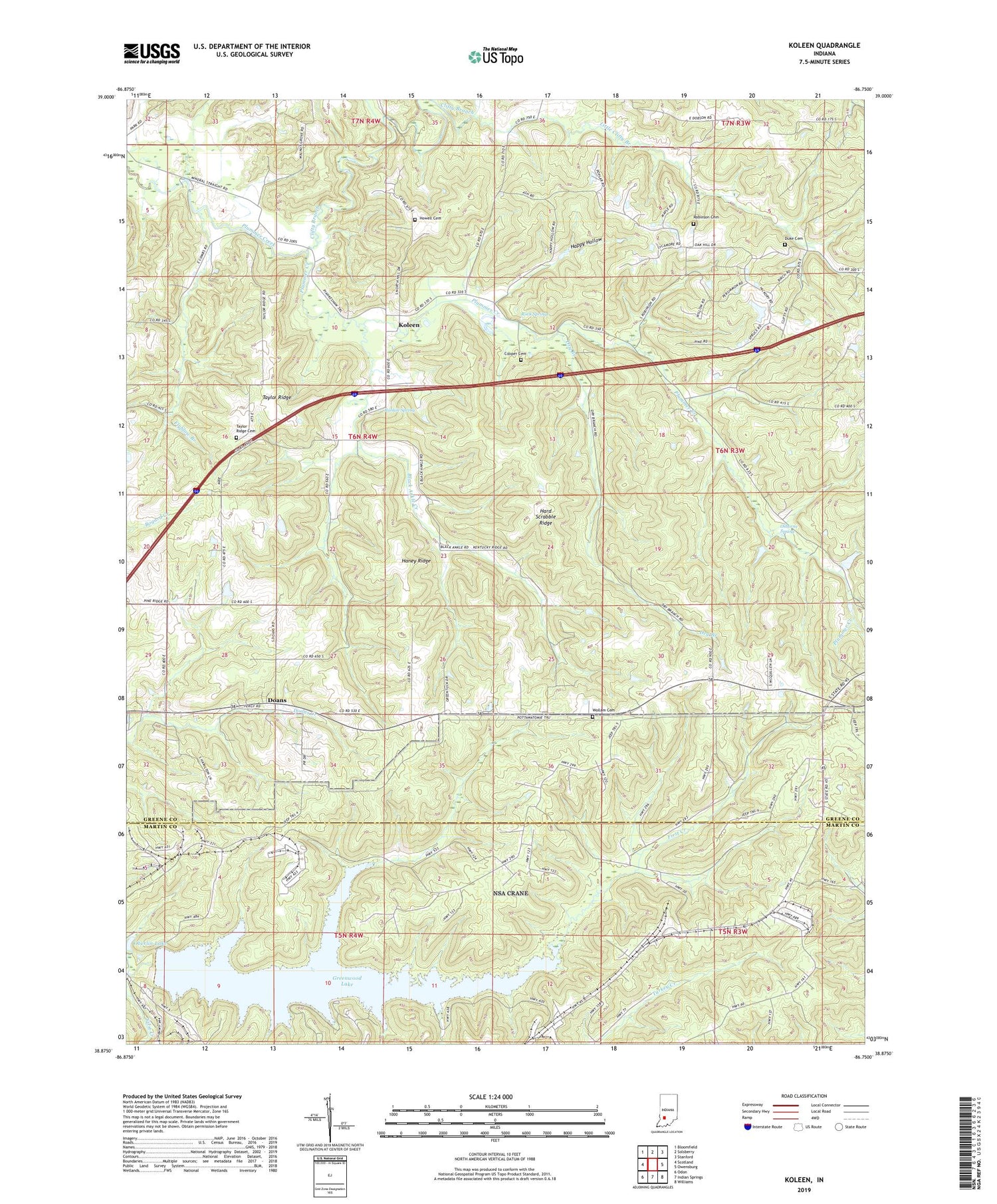 Koleen Indiana US Topo Map Image