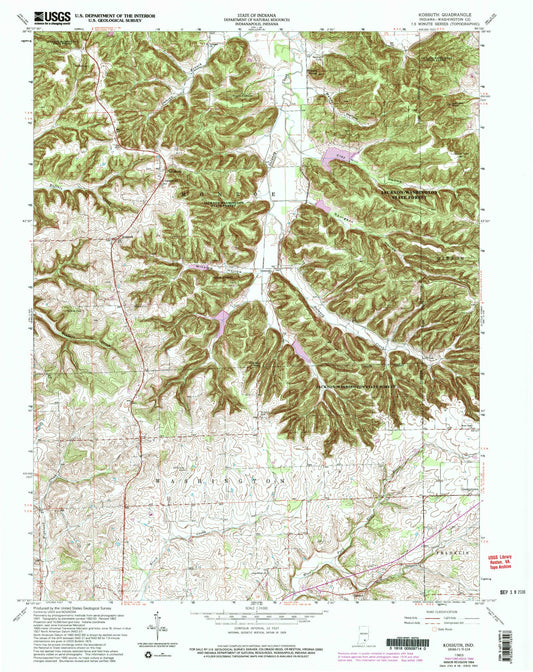 Classic USGS Kossuth Indiana 7.5'x7.5' Topo Map Image