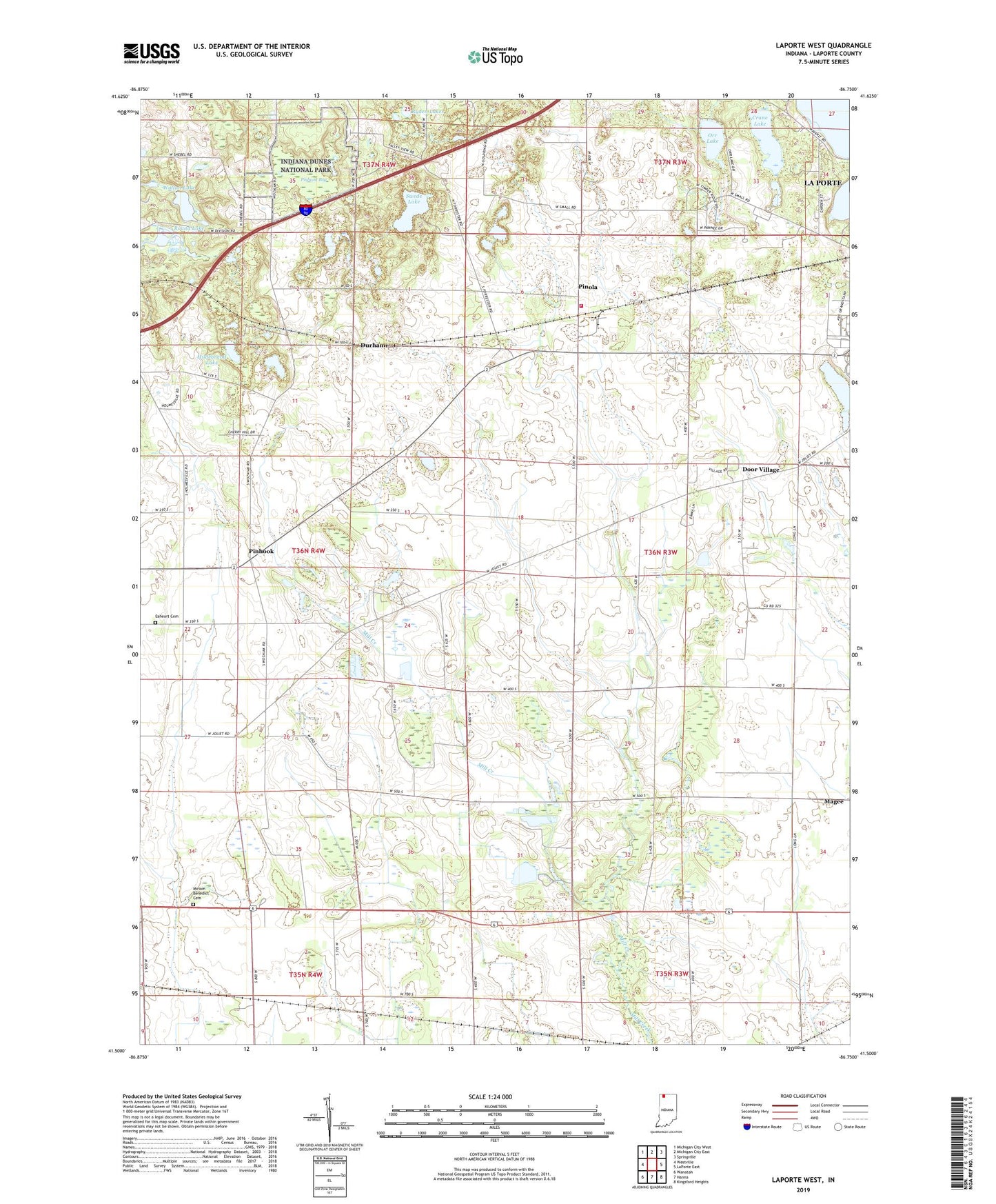 LaPorte West Indiana US Topo Map Image
