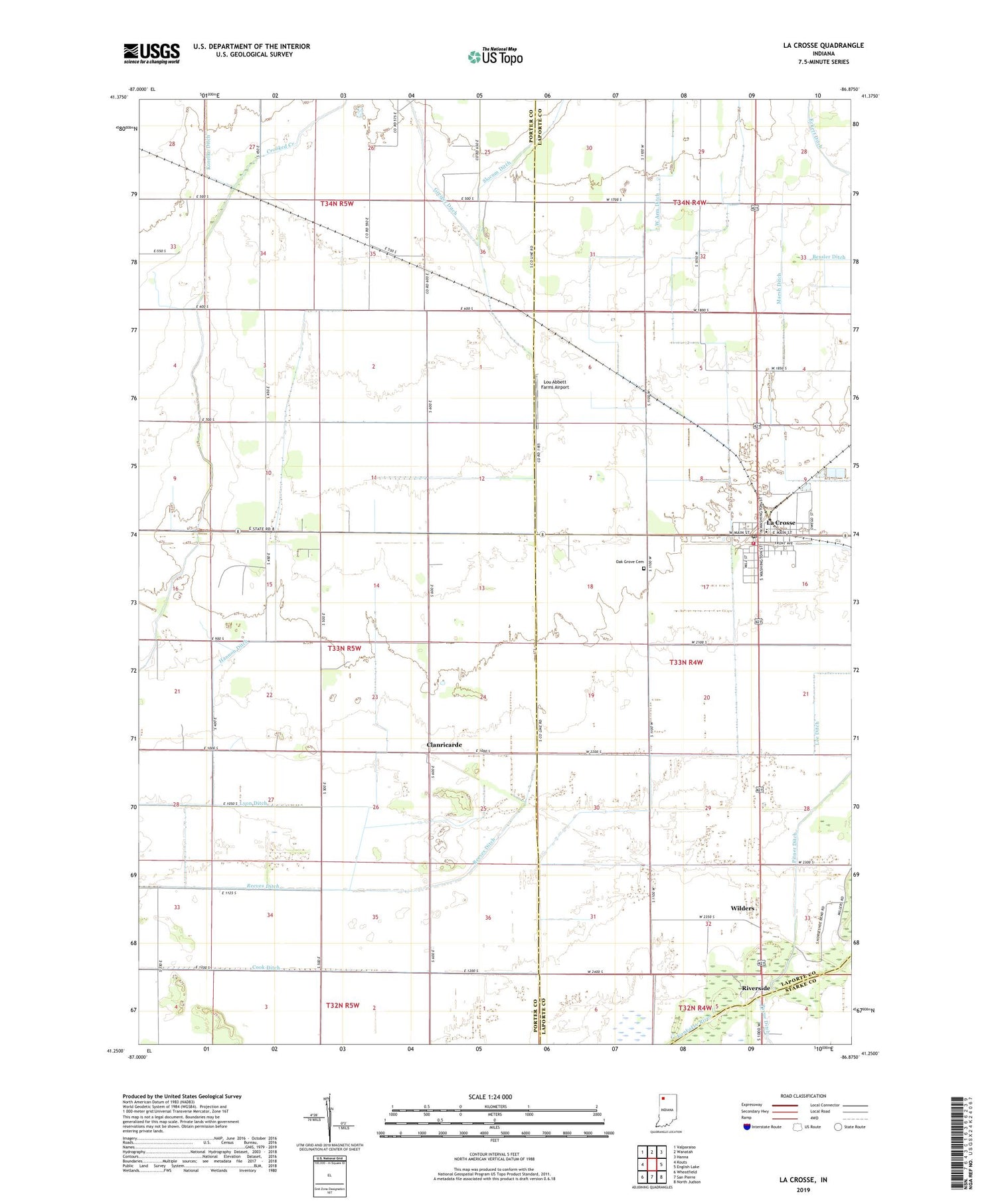 La Crosse Indiana US Topo Map Image