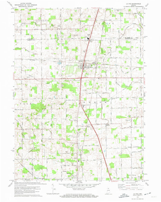 Classic USGS La Paz Indiana 7.5'x7.5' Topo Map Image