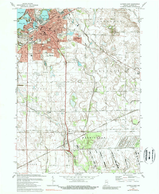 Classic USGS LaPorte East Indiana 7.5'x7.5' Topo Map Image
