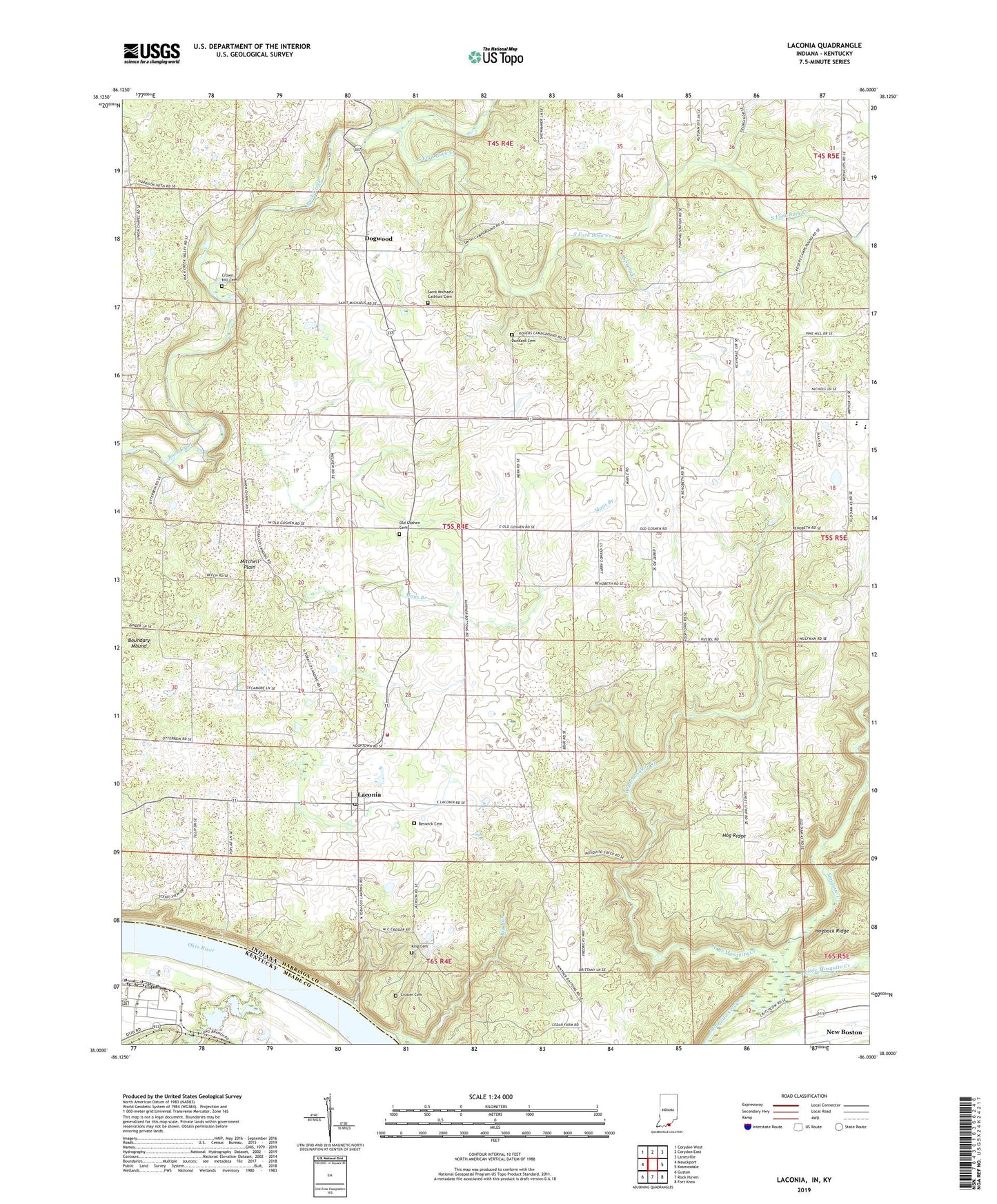 Laconia Indiana US Topo Map Image