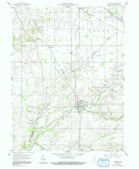 Classic USGS Ladoga Indiana 7.5'x7.5' Topo Map Image