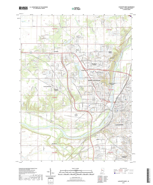 Lafayette West Indiana US Topo Map Image