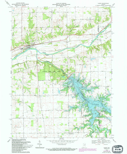 Classic USGS Lagro Indiana 7.5'x7.5' Topo Map Image