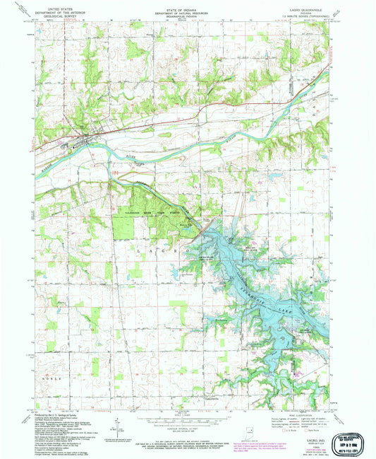 Classic USGS Lagro Indiana 7.5'x7.5' Topo Map Image