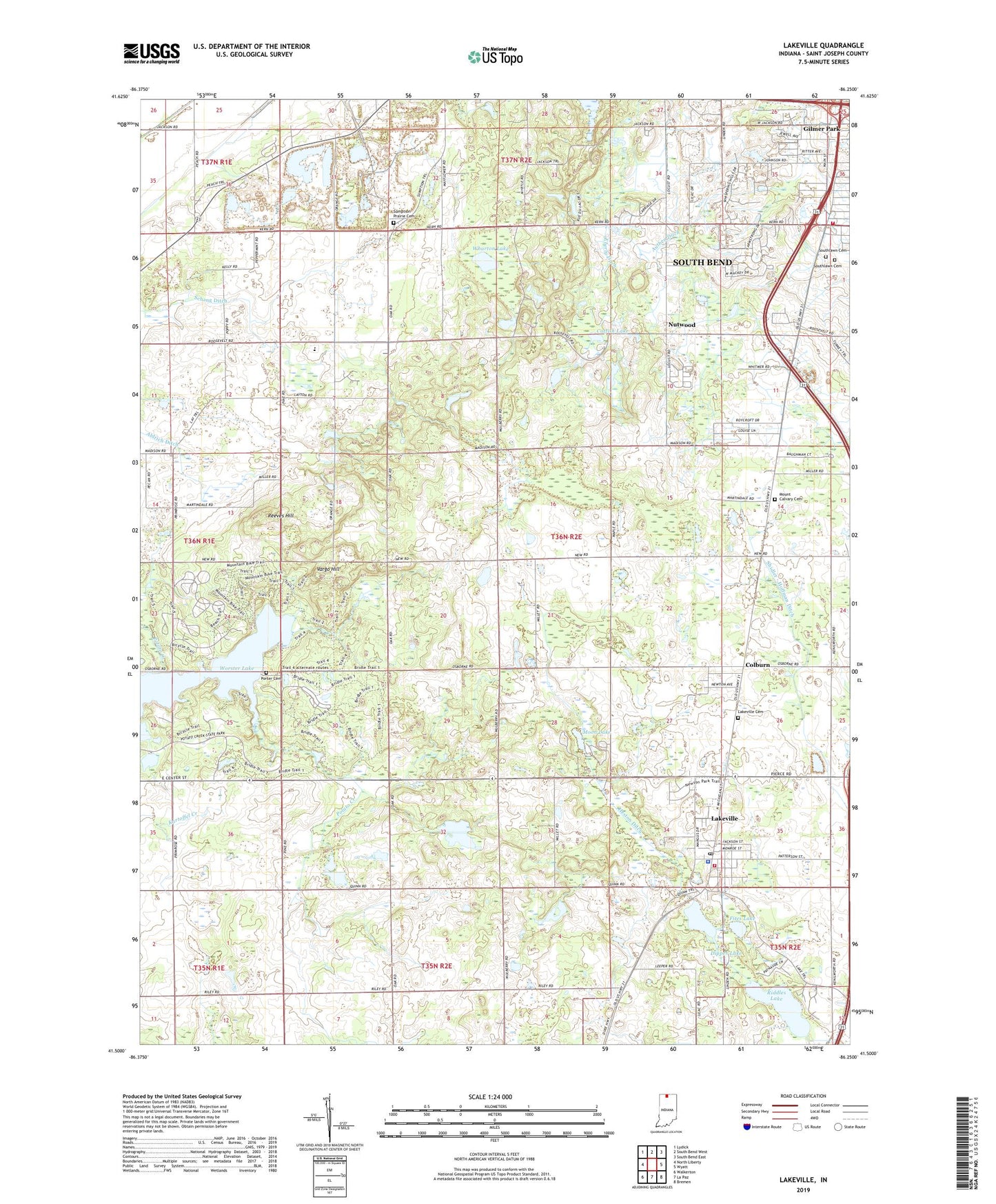 Lakeville Indiana US Topo Map Image