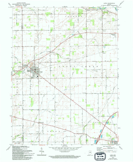 Classic USGS Lapel Indiana 7.5'x7.5' Topo Map Image