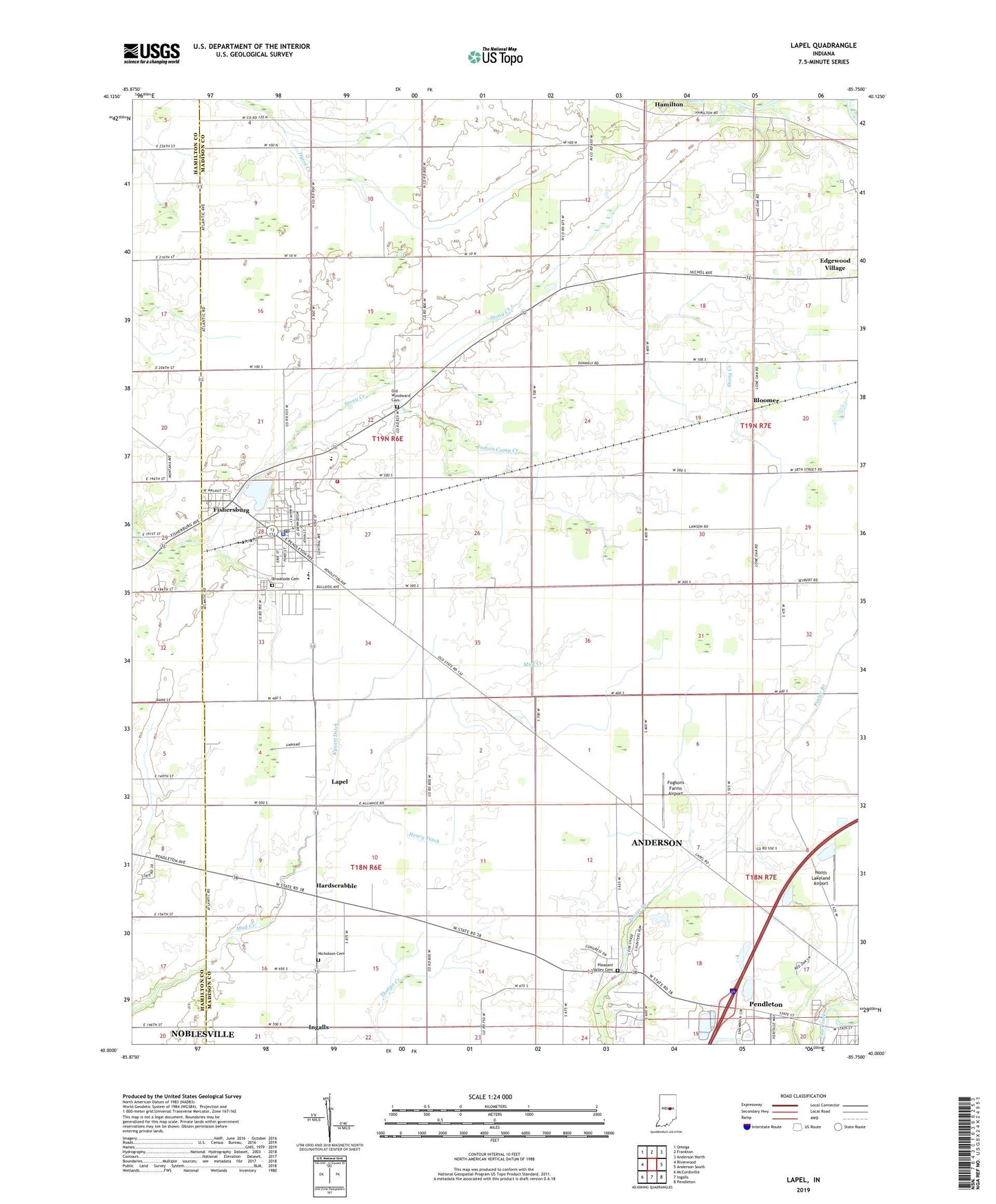 Lapel Indiana US Topo Map Image