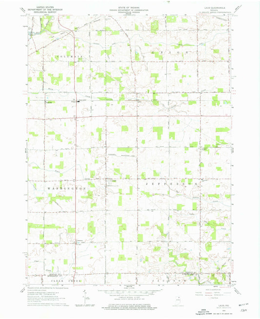 Classic USGS Laud Indiana 7.5'x7.5' Topo Map Image