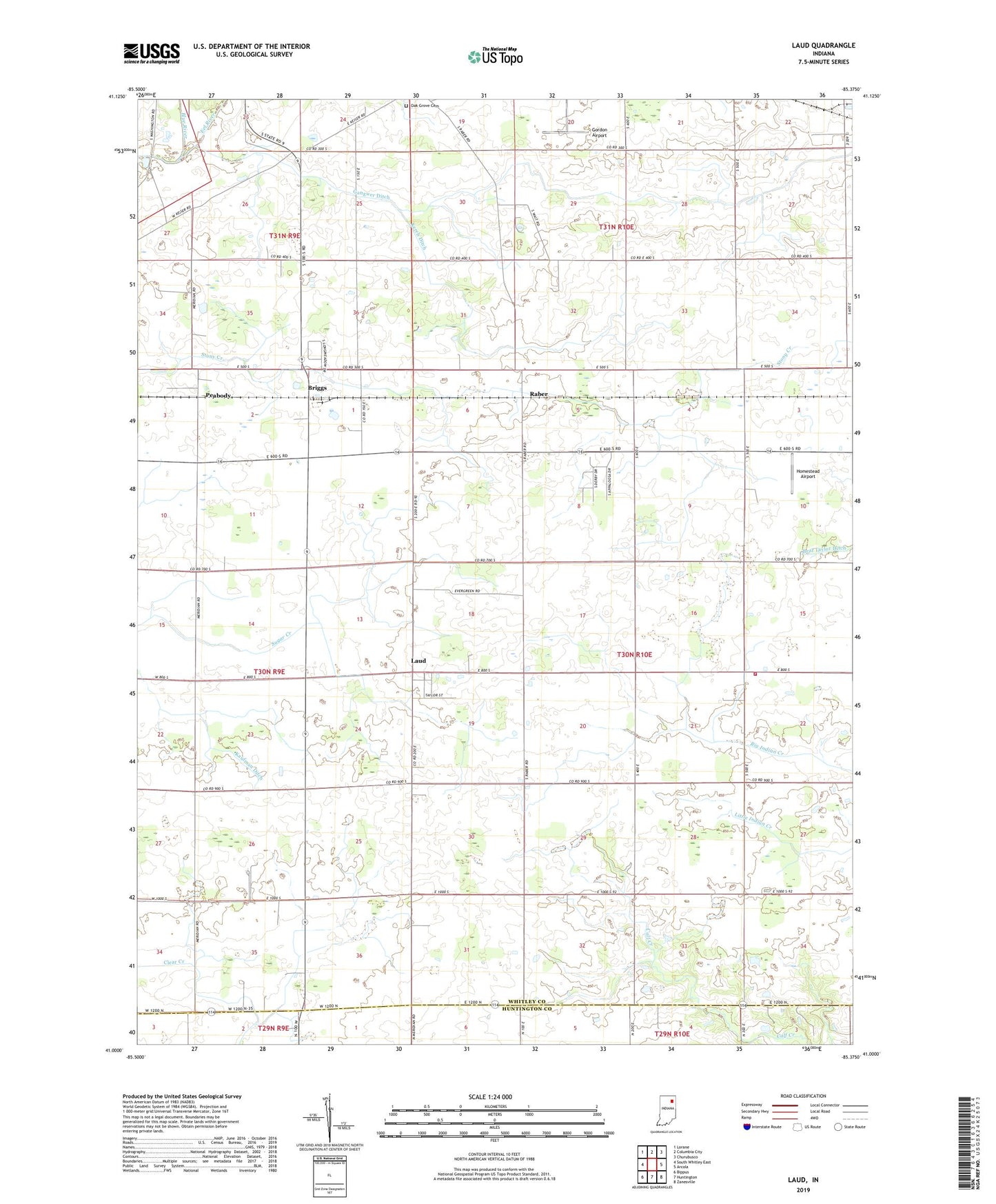 Laud Indiana US Topo Map Image
