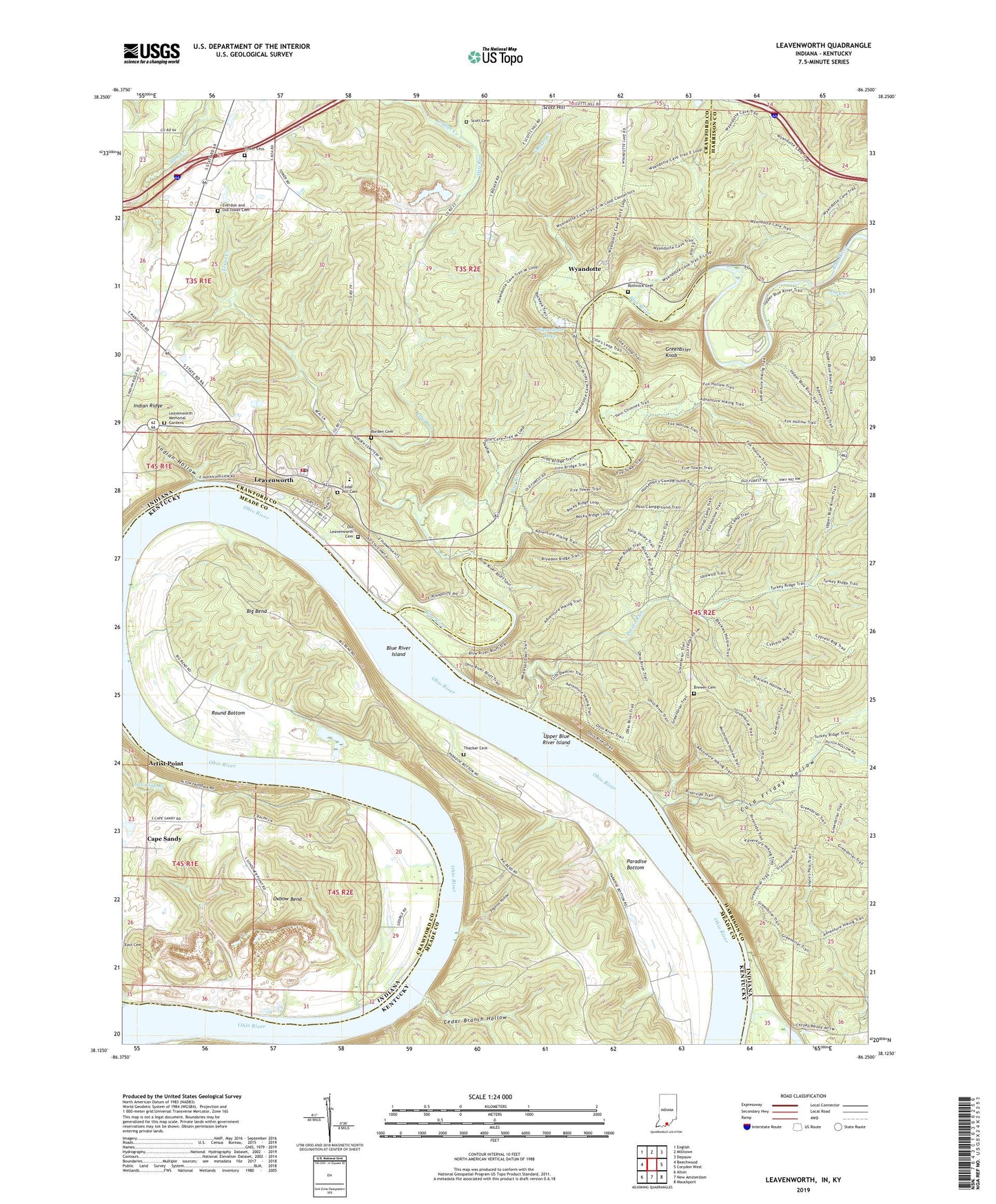 Leavenworth Indiana US Topo Map Image