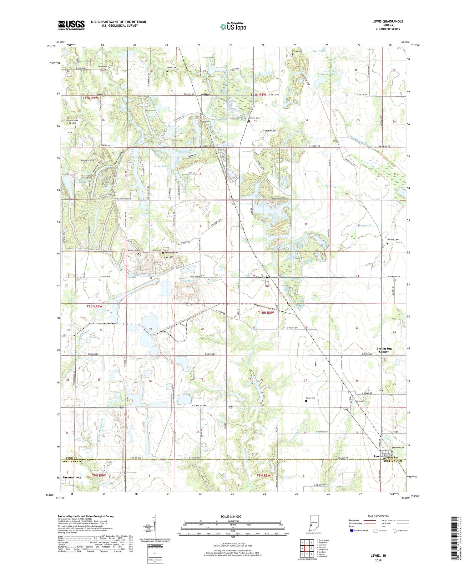 Lewis Indiana US Topo Map Image