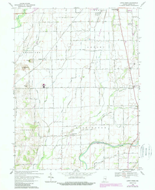 Classic USGS Lewis Creek Indiana 7.5'x7.5' Topo Map Image