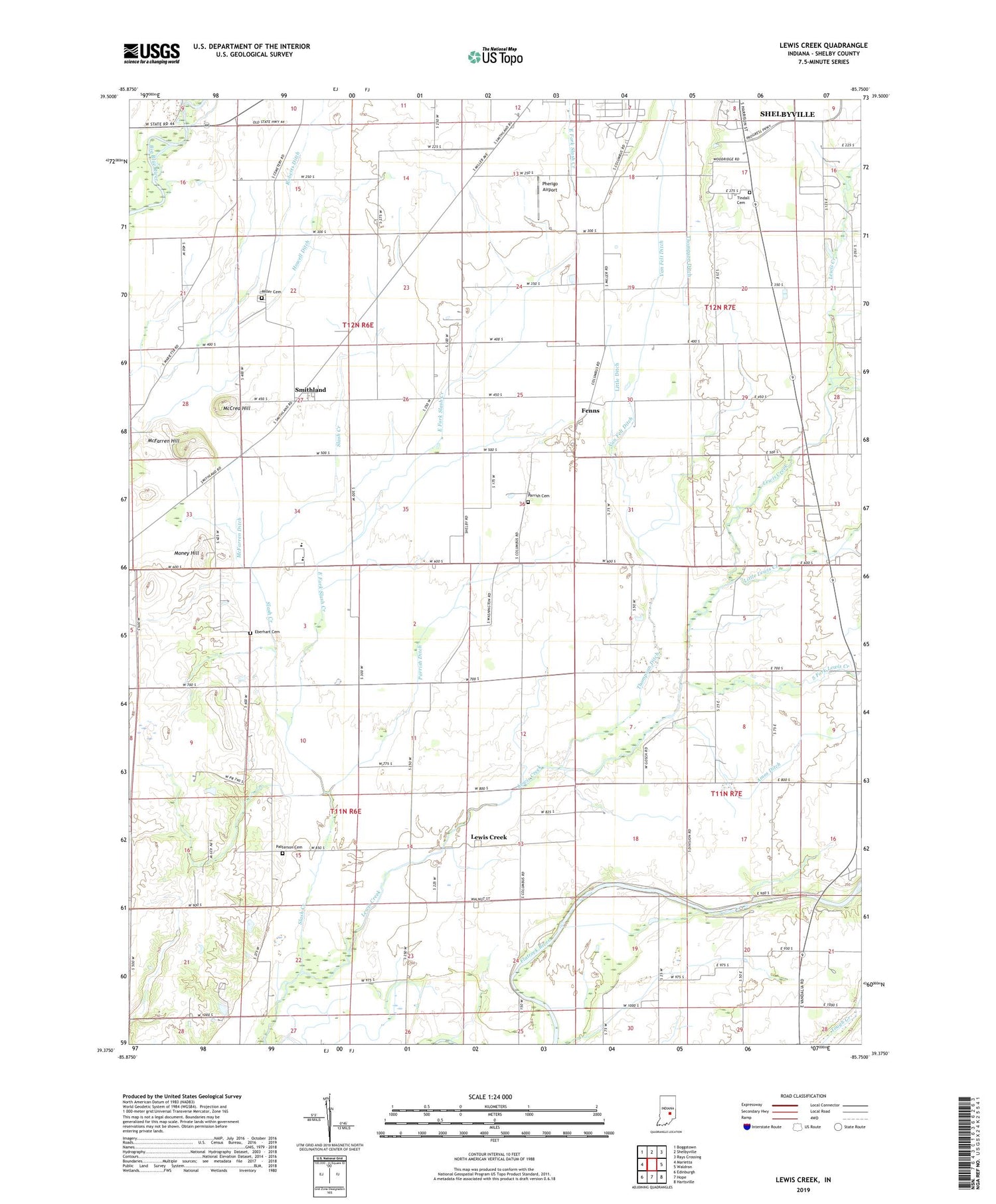 Lewis Creek Indiana US Topo Map Image