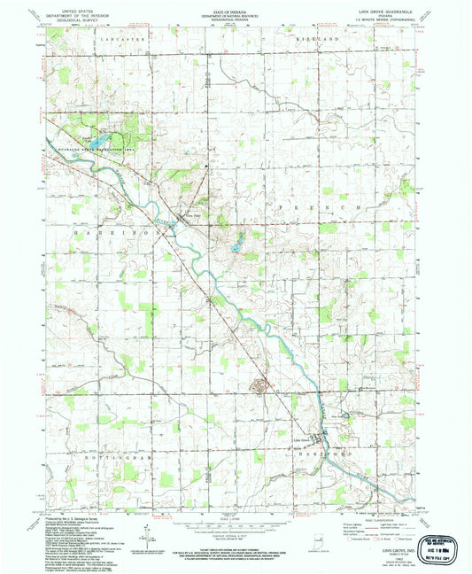 Classic USGS Linn Grove Indiana 7.5'x7.5' Topo Map Image