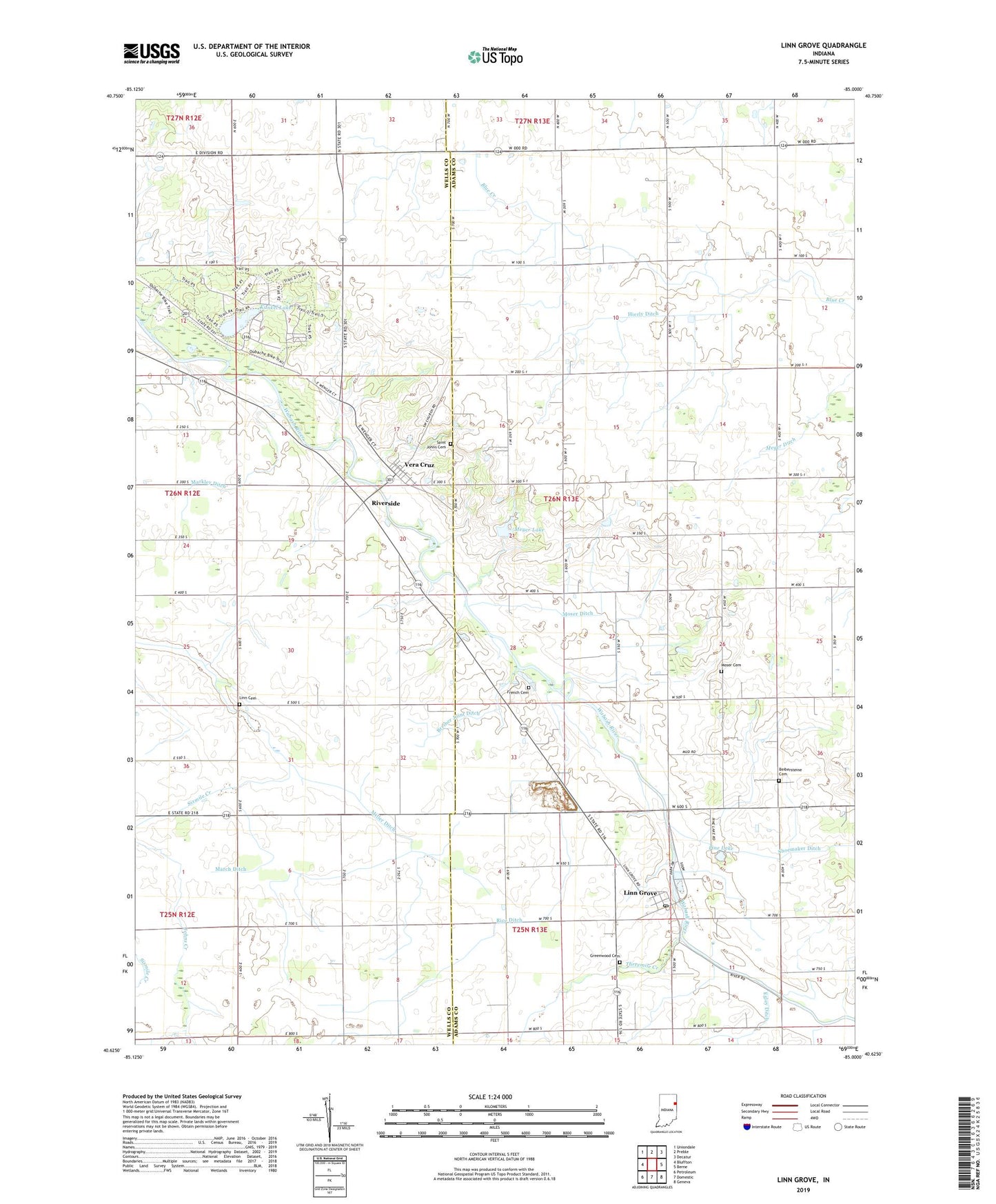 Linn Grove Indiana US Topo Map Image