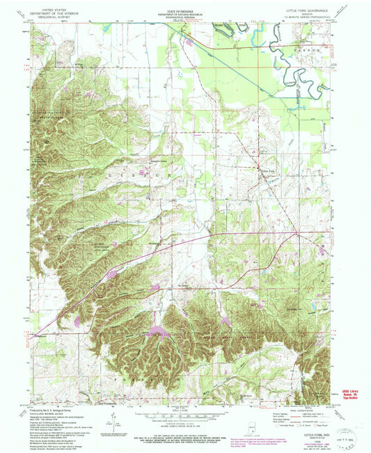 Classic USGS Little York Indiana 7.5'x7.5' Topo Map Image