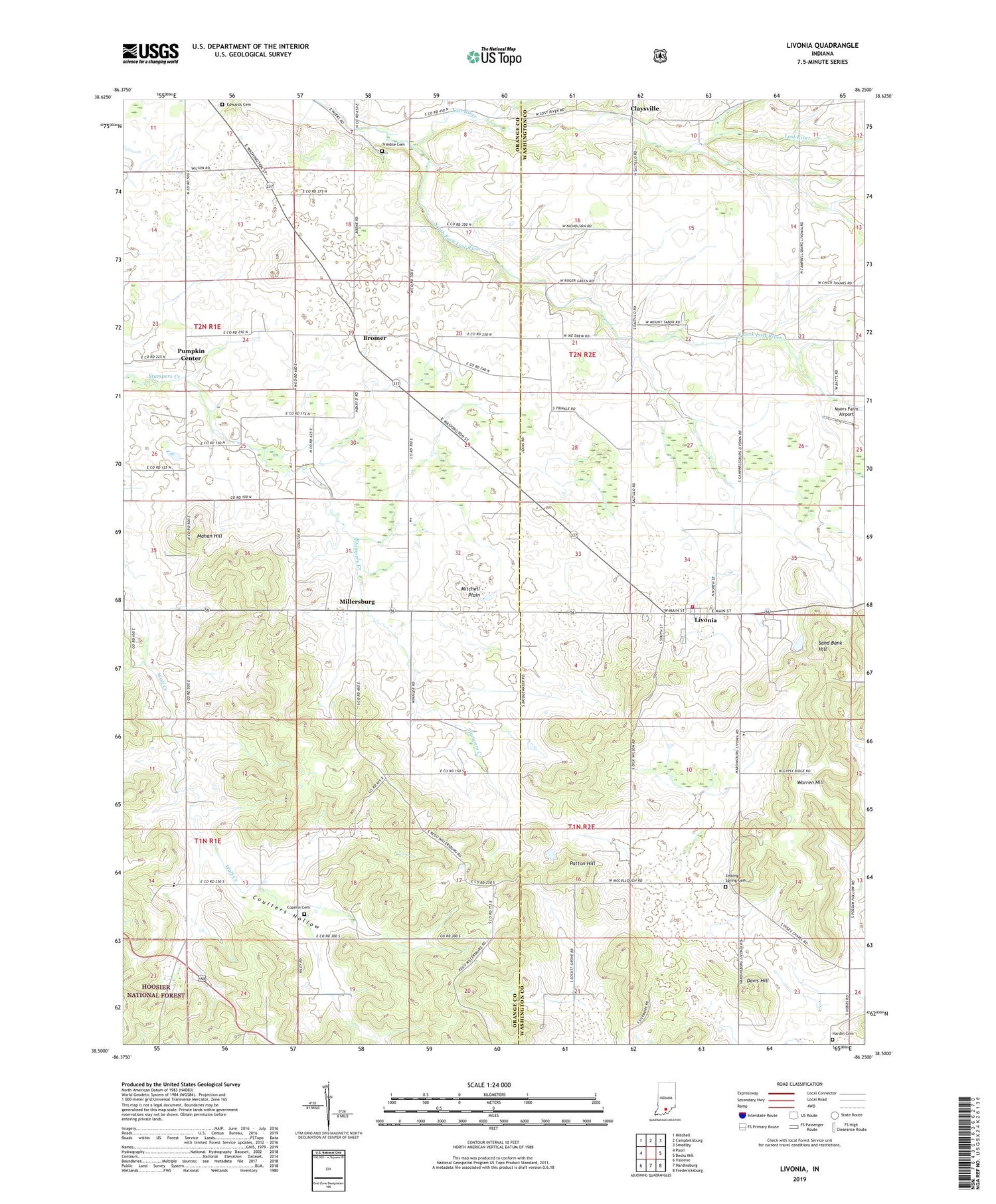 Livonia Indiana US Topo Map Image