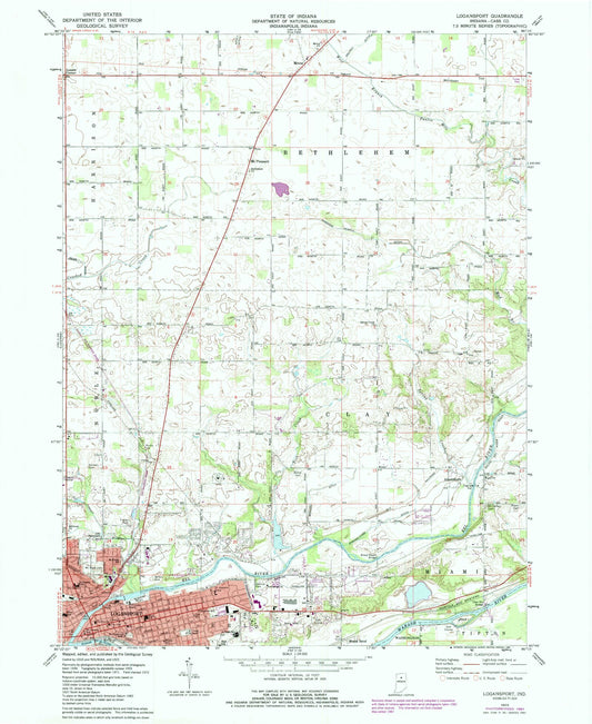 Classic USGS Logansport Indiana 7.5'x7.5' Topo Map Image