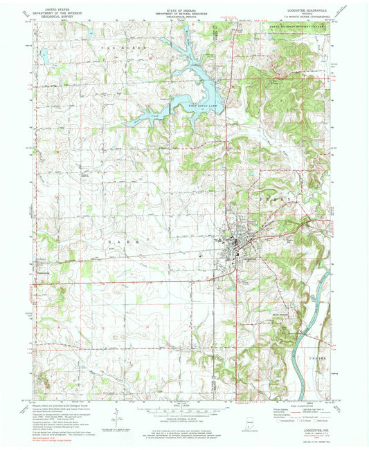 Classic USGS Loogootee Indiana 7.5'x7.5' Topo Map Image