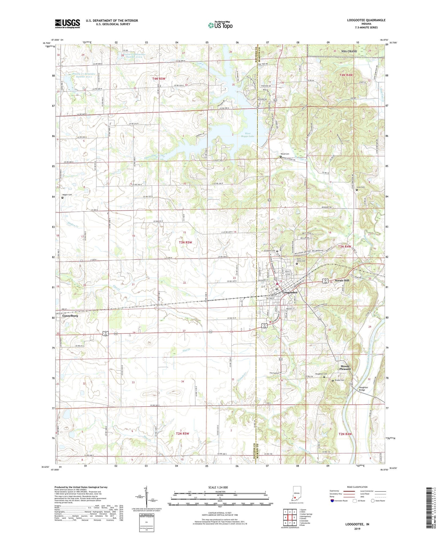 Loogootee Indiana US Topo Map Image