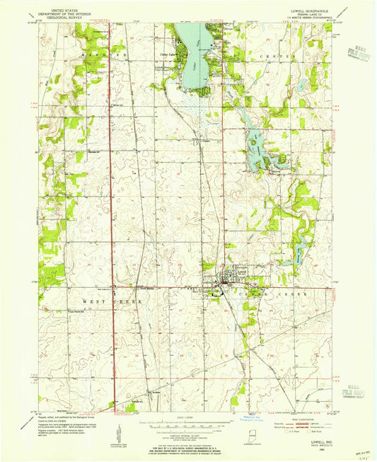 Classic USGS Lowell Indiana 7.5'x7.5' Topo Map Image