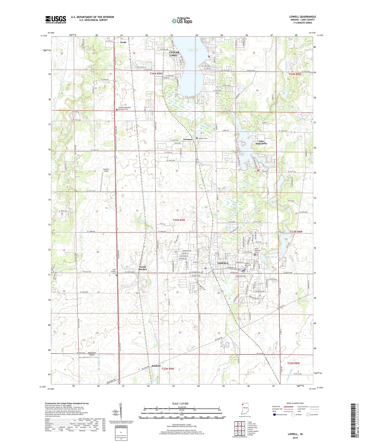 Lowell Indiana US Topo Map Image