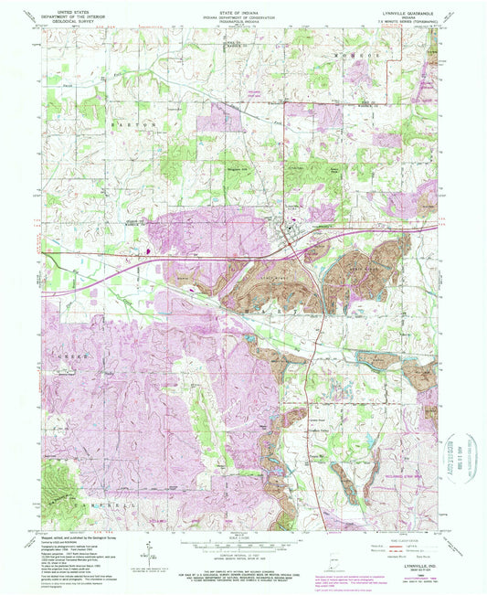 Classic USGS Lynnville Indiana 7.5'x7.5' Topo Map Image