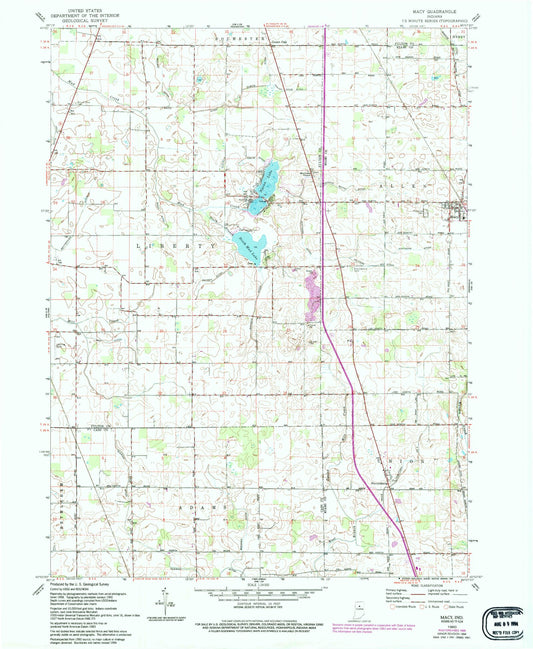 Classic USGS Macy Indiana 7.5'x7.5' Topo Map Image