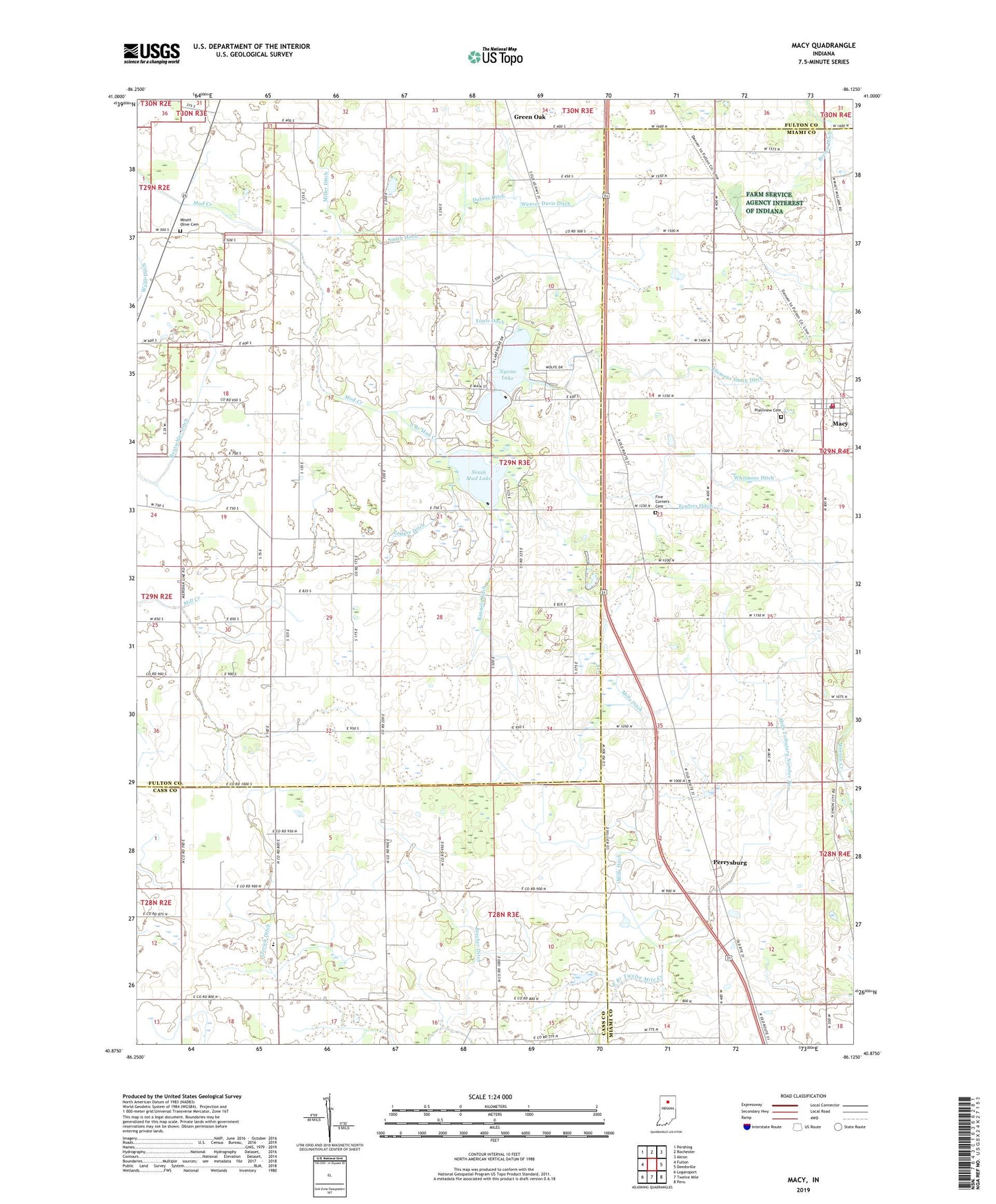 Macy Indiana US Topo Map Image
