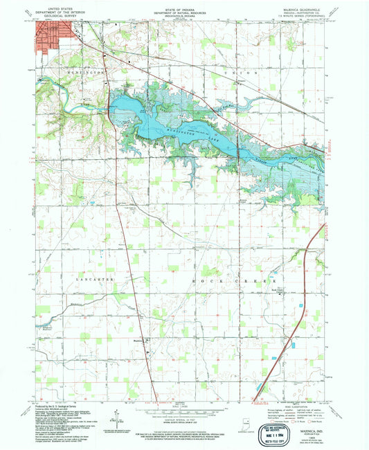 Classic USGS Majenica Indiana 7.5'x7.5' Topo Map Image