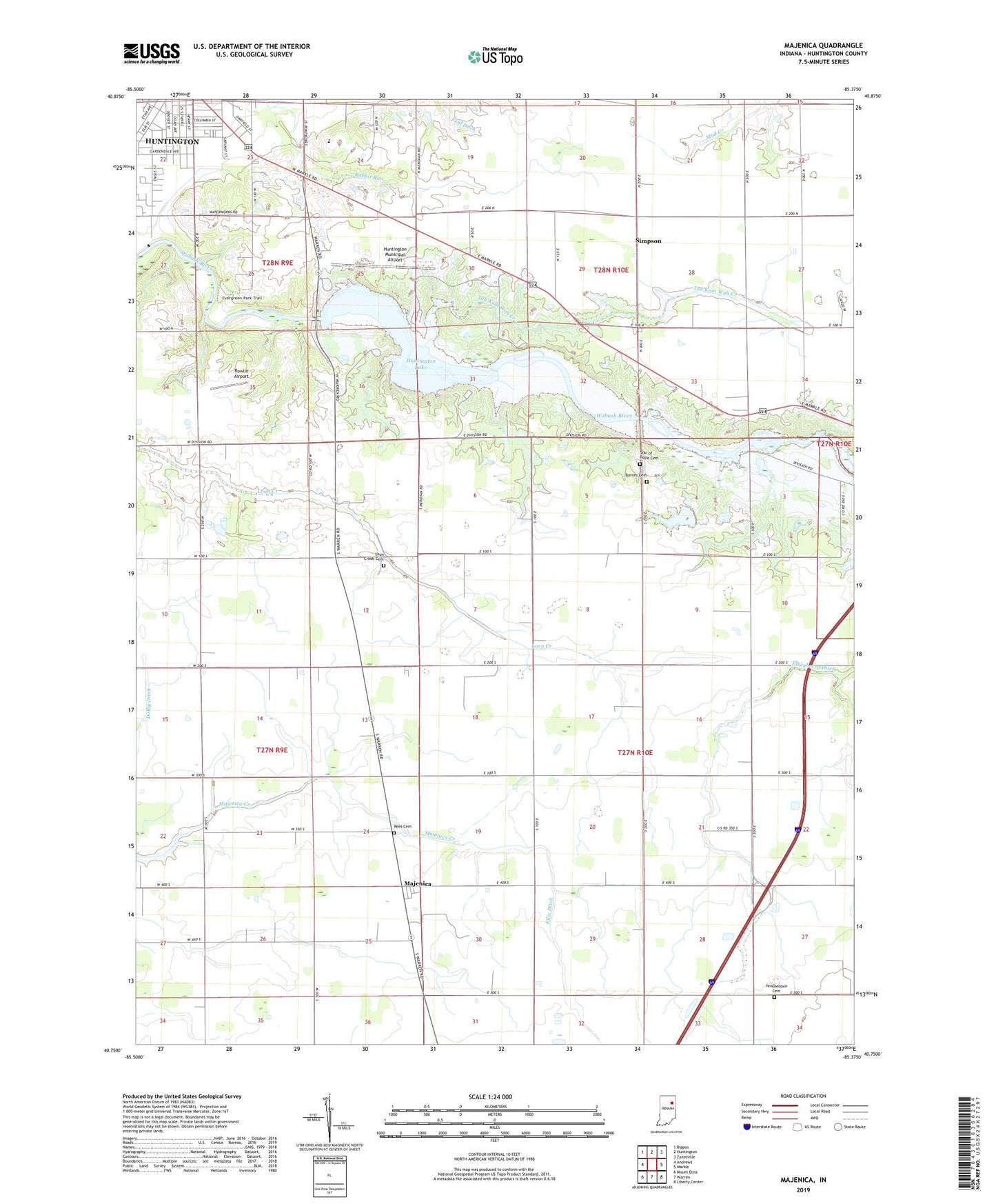 Majenica Indiana US Topo Map Image