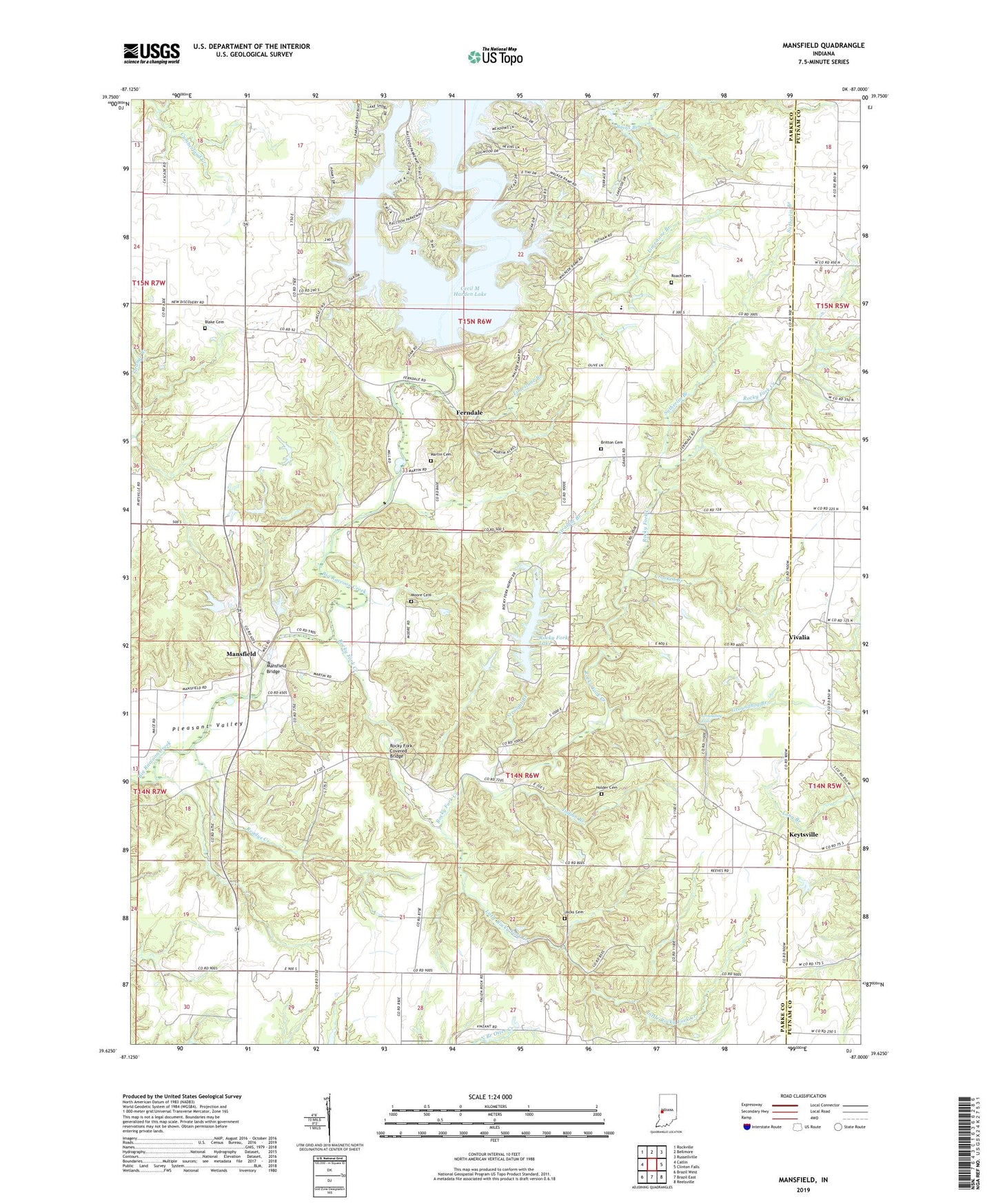 Mansfield Indiana US Topo Map Image