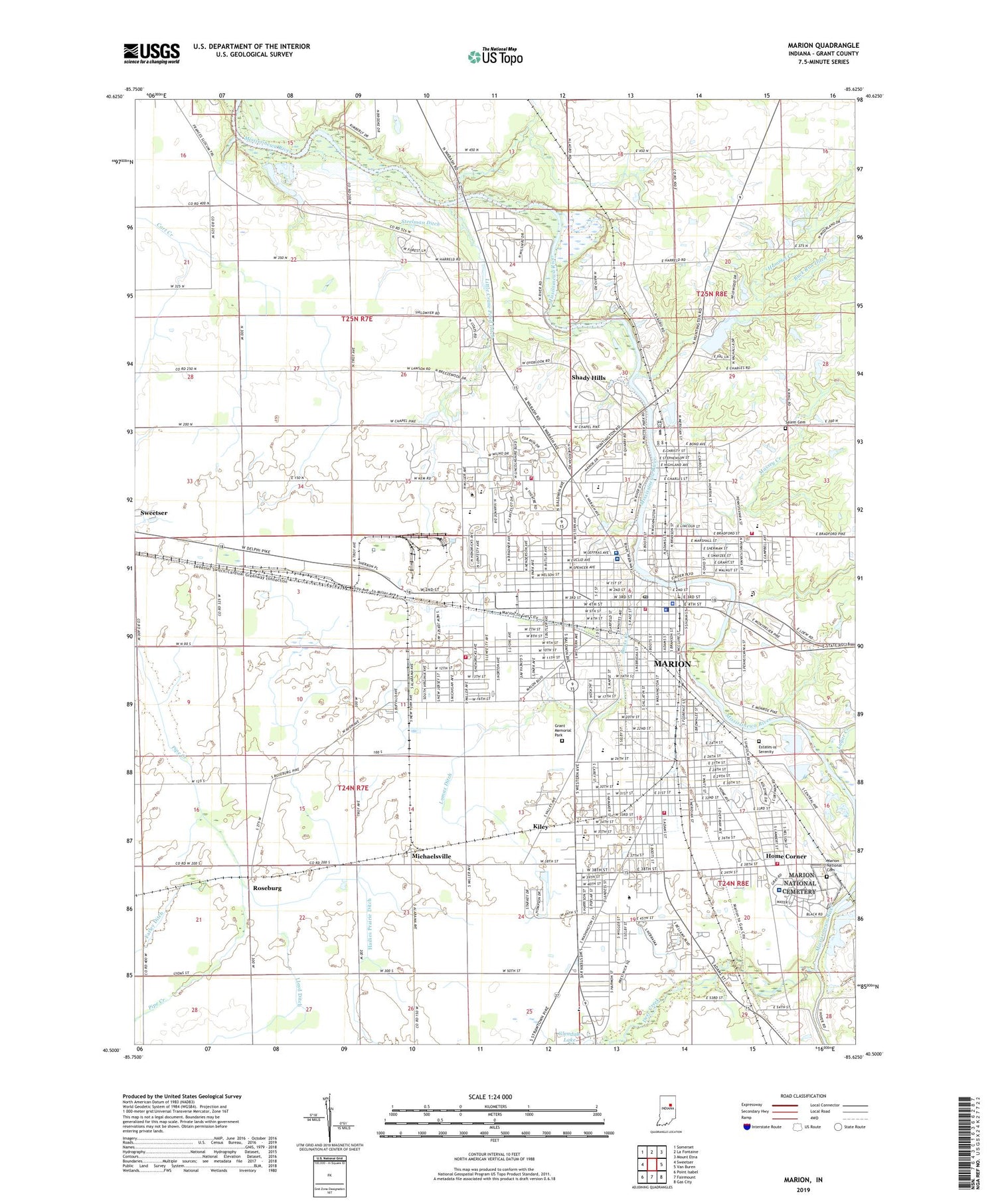 Marion Indiana US Topo Map Image