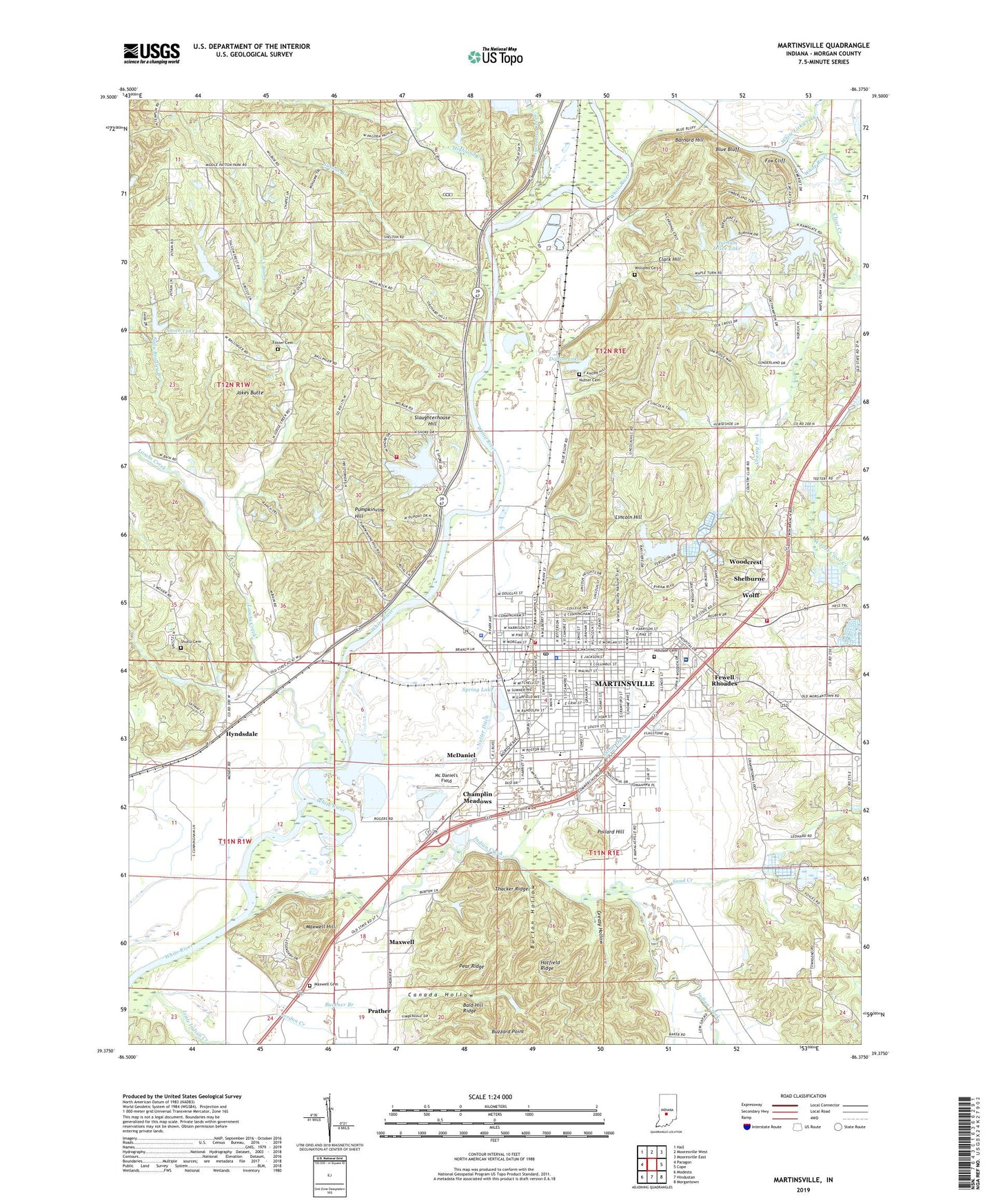 Martinsville Indiana US Topo Map Image