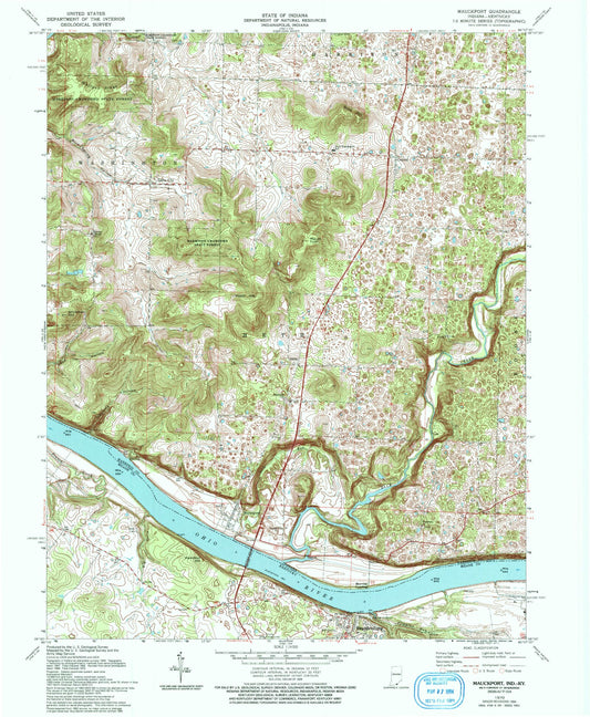 Classic USGS Mauckport Indiana 7.5'x7.5' Topo Map Image