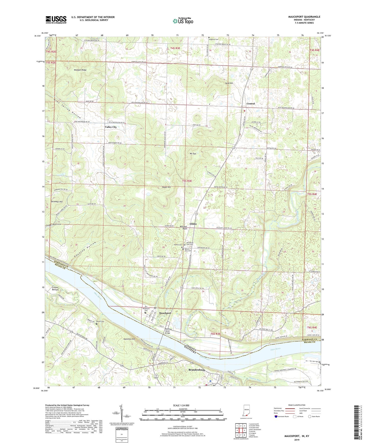 Mauckport Indiana US Topo Map Image