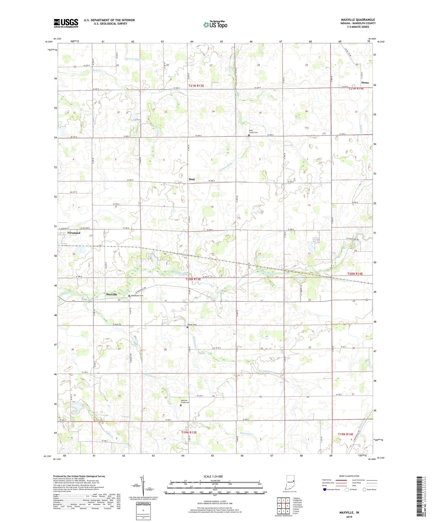Maxville Indiana US Topo Map Image