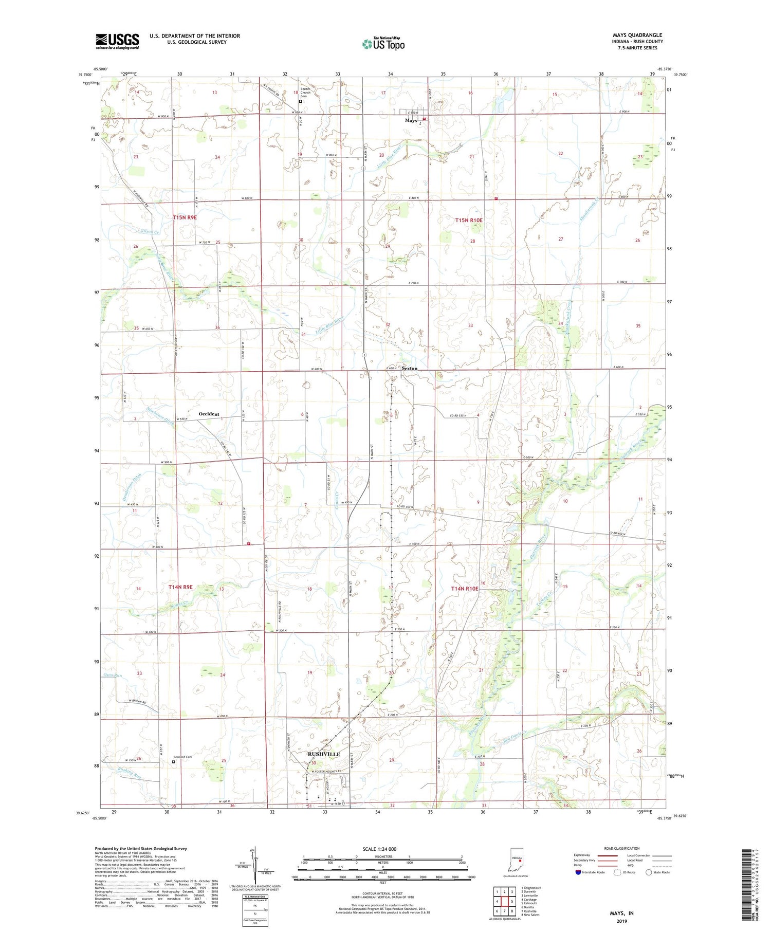 Mays Indiana US Topo Map Image